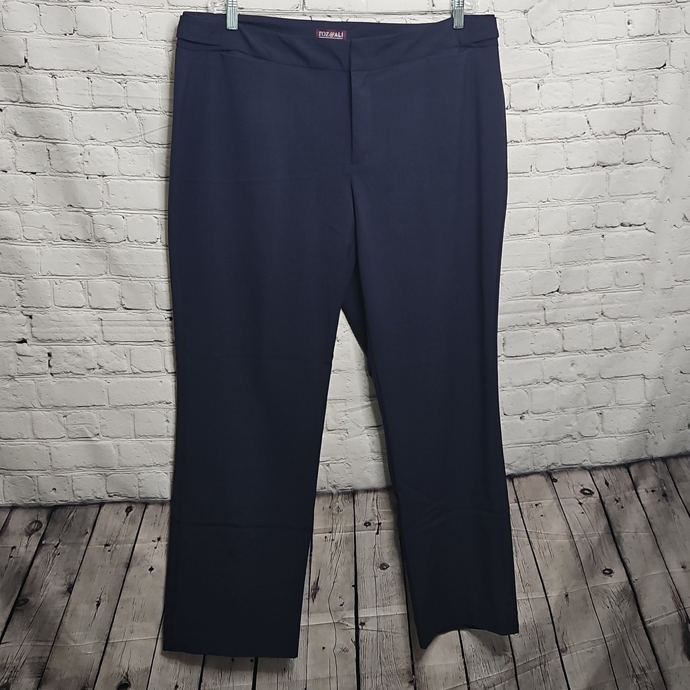 Roz & Ali Navy Blue Straight Leg Pants Size 16 EUC